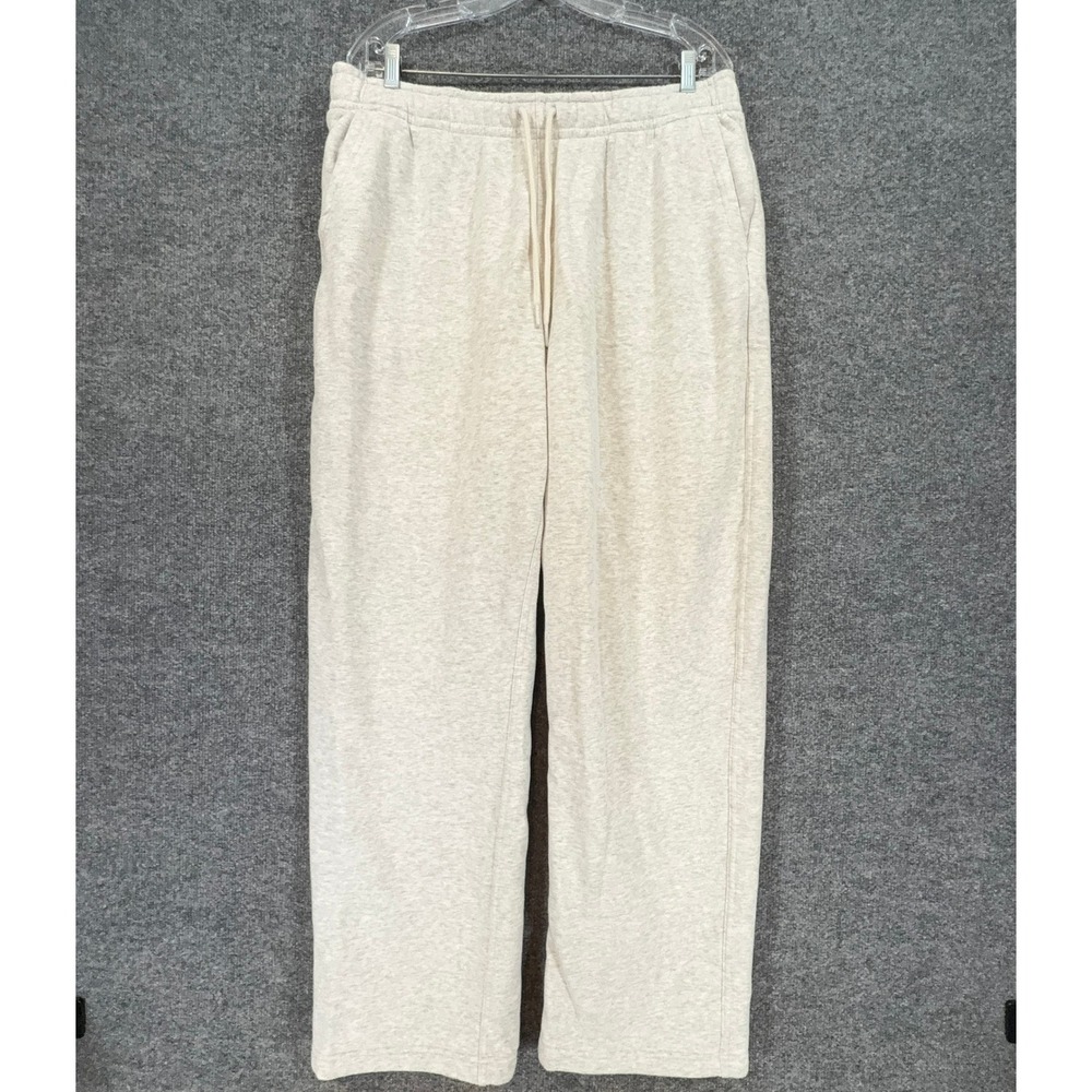 Abercrombie & Fitch Sweatpants Mens Large Gray Oatmeal Baggy Open-Hem Fleece NEW